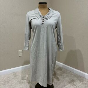 Neon Buddha Women’s Dress Grey 3/4 Sleeve Size Medium Button Sleeve Casual ,